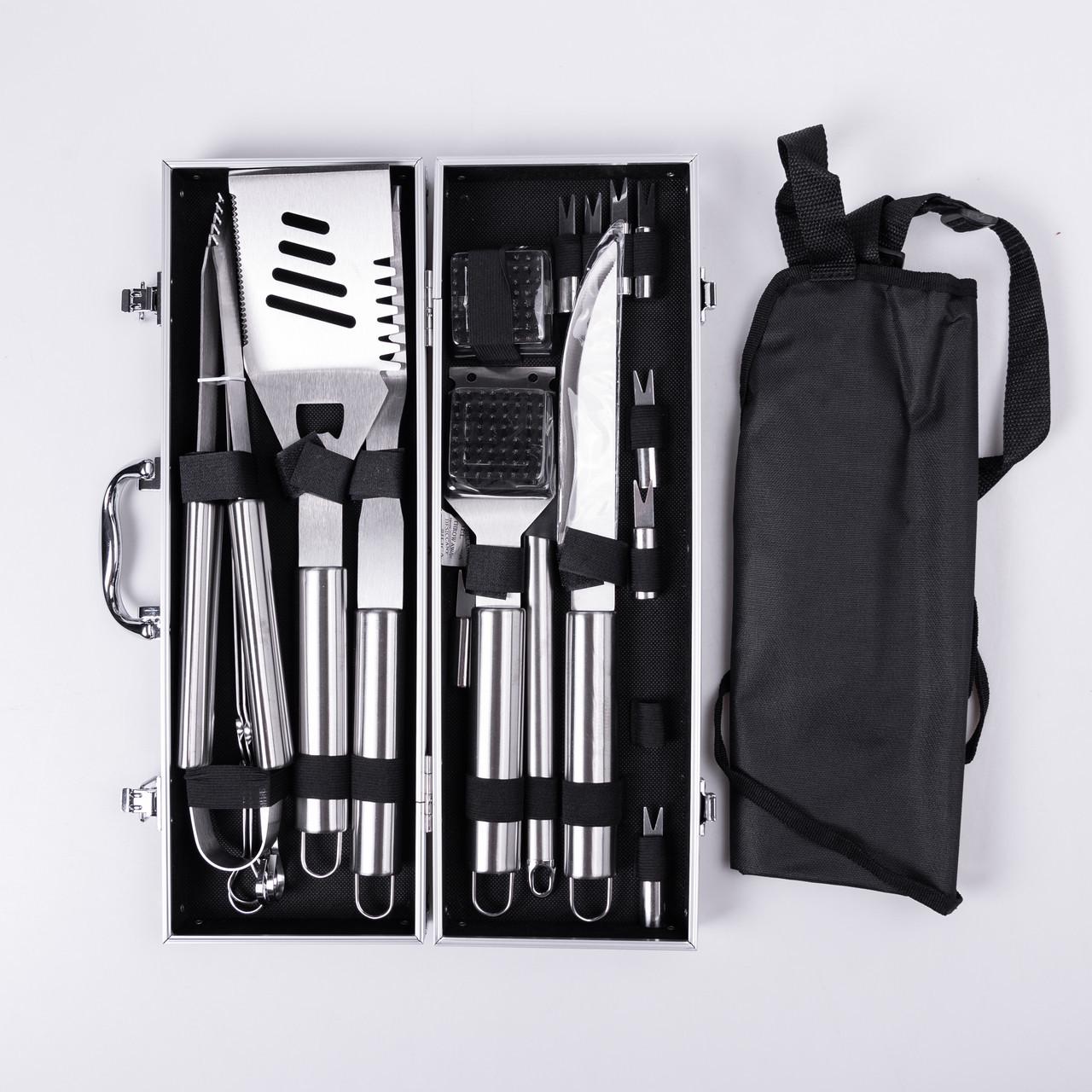 Набор аксессуаров для барбекю/мангала/гриля 19 предметов 42х14х7,5 см в кейсе (HP-21-3)