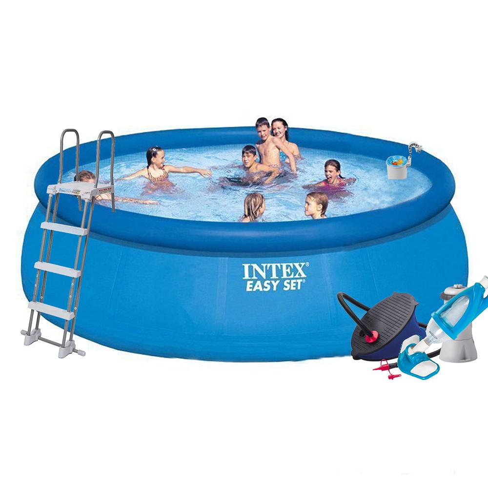 Басейн надувний Intex 26168-7 підстилка/тент/насос/драбина/набір для догляду 457х122 см 3785 л/год (174006)
