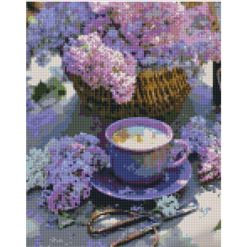 Алмазная мозаика Strateg Премиум Сирень и кофе 30х40 см (Str-KB113)