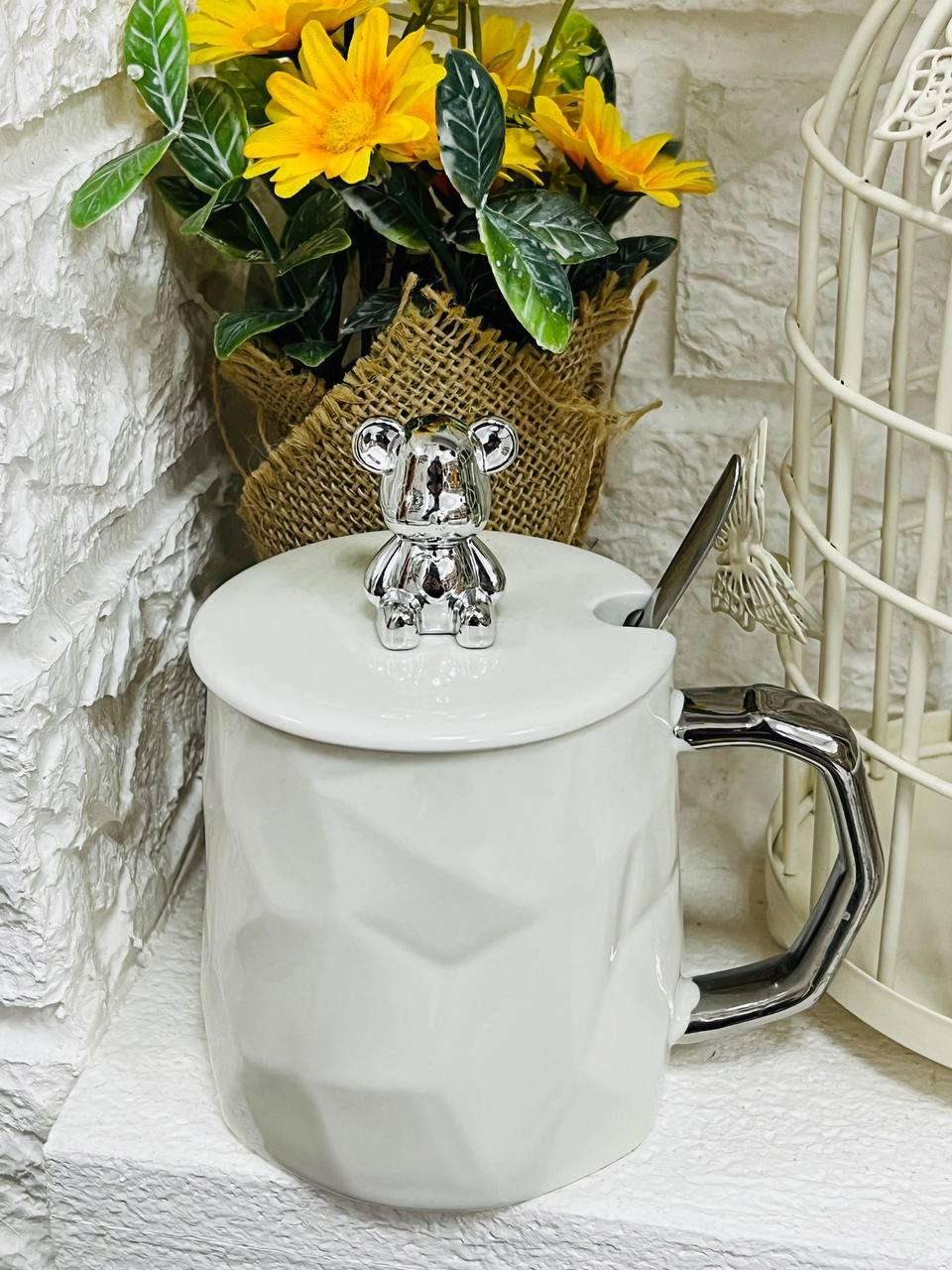 Чашка з ведмедиком 400 мл Білий/Сріблястий - фото 2