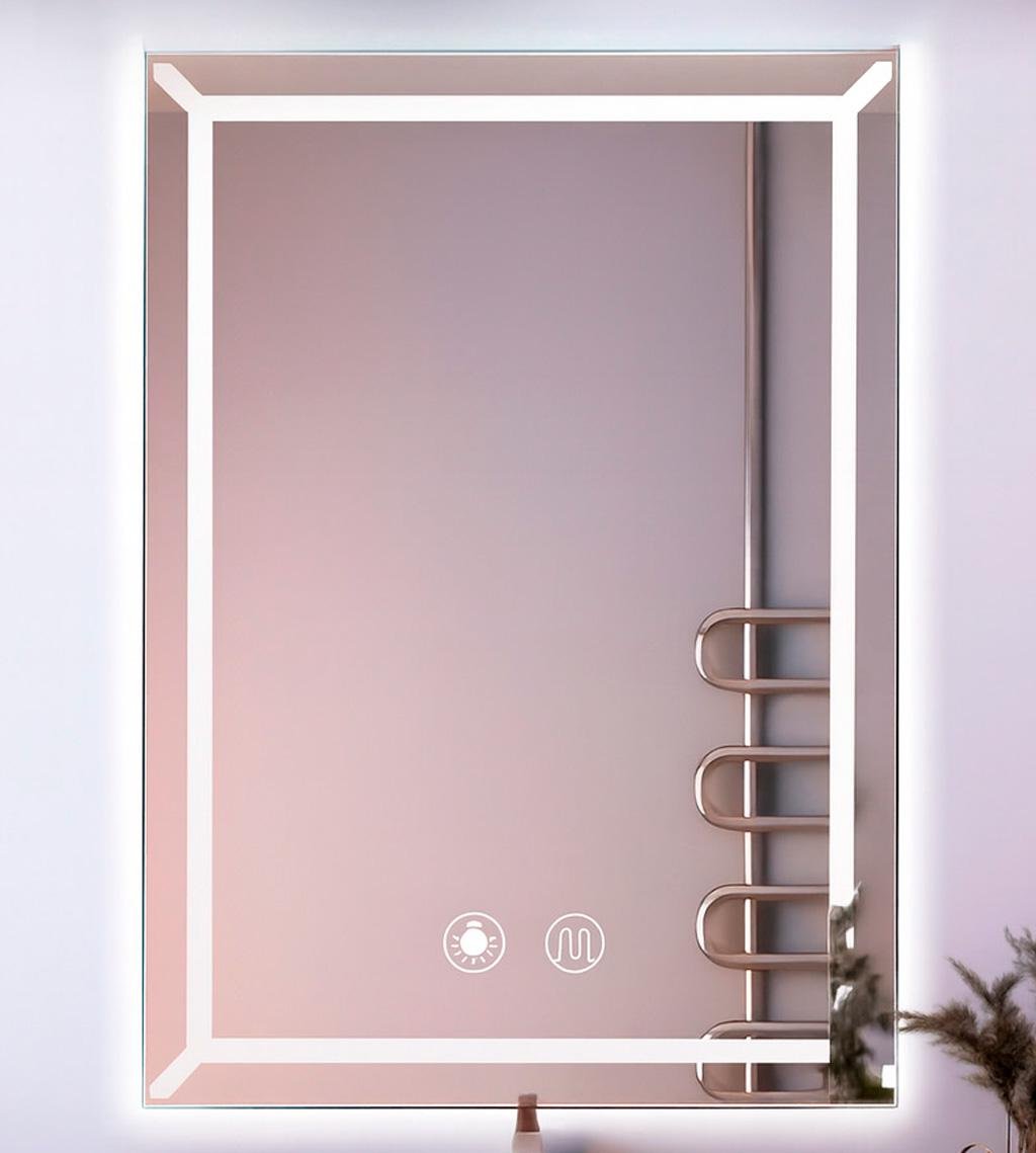 Зеркало с LED подсветкой BRS 90х70 см для настенной ванной комнаты с подогревом (547016988)