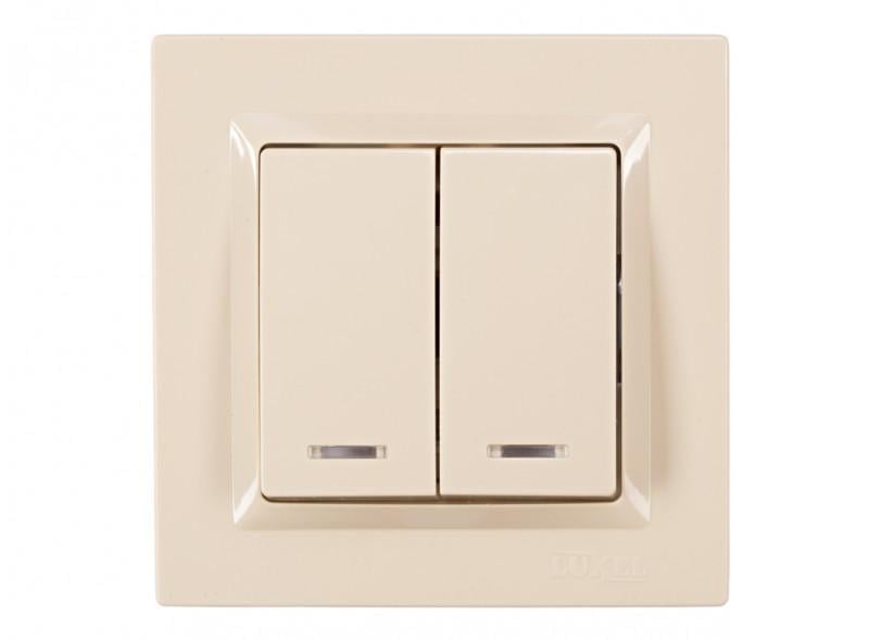 Выключатель двухклавишный Luxel JAZZ 9306 с подсветкой Кремовый (27550534)