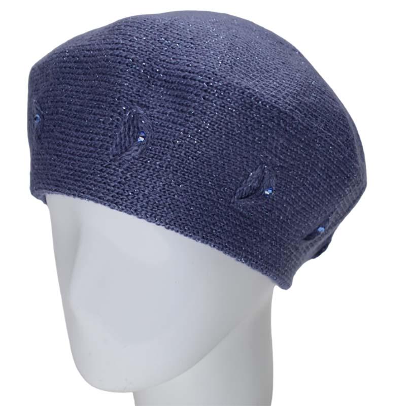 Берет женский Lirus Мариса двойной полушерстяной с люрексовой нитью Джинсовый (119021)