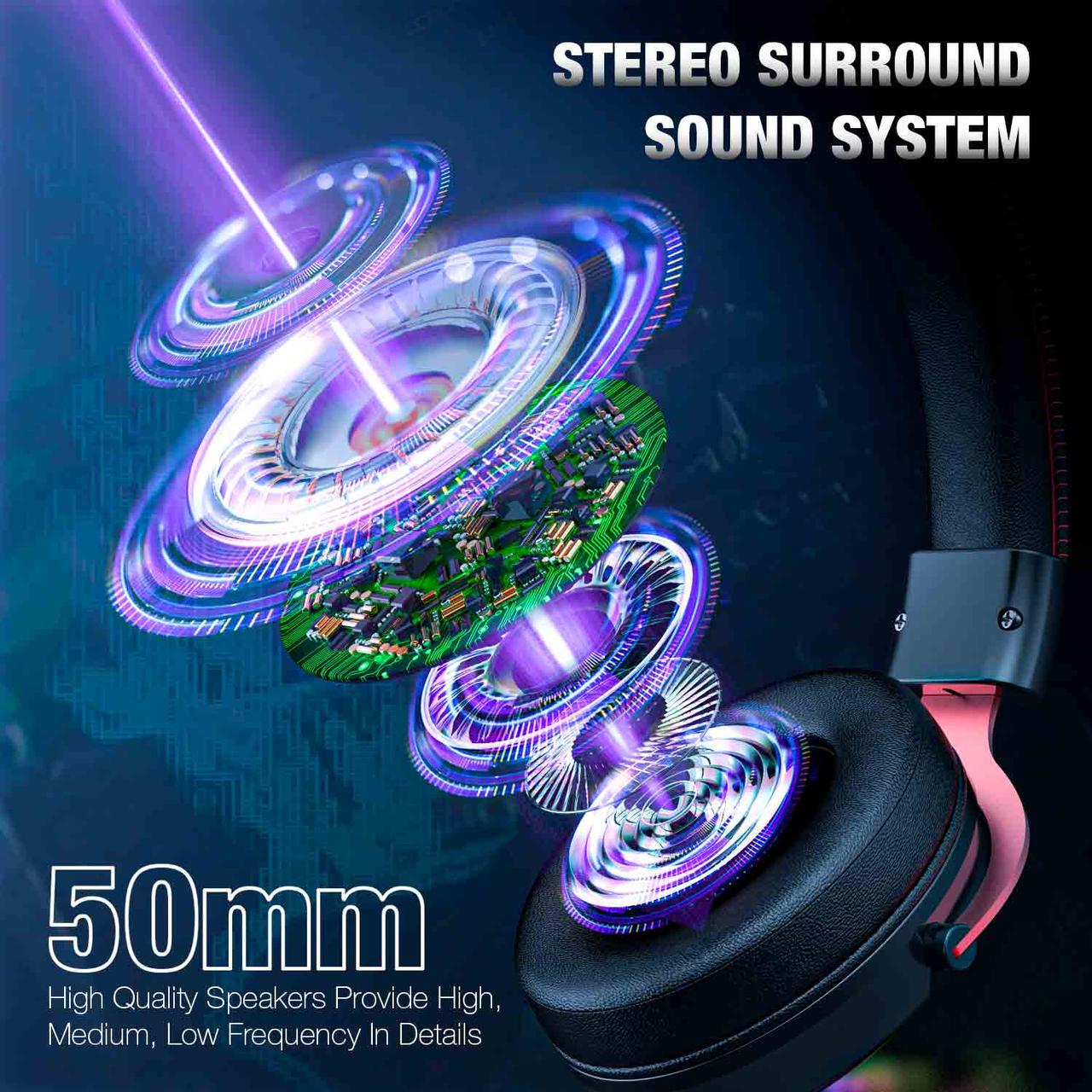 Наушники игровые ONIKUMA X10 накладные с LED подсветкой/микрофоном - фото 3 Наушники игровые ONIKUMA X10 накладные с LED подсветкой/микрофоном - фото 3