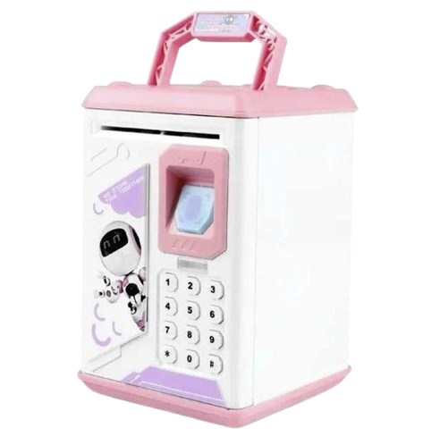 Сейф-копилка Robot Bodyguard с отпечатком пальца кодовым замком и купюроприемником Розовый
