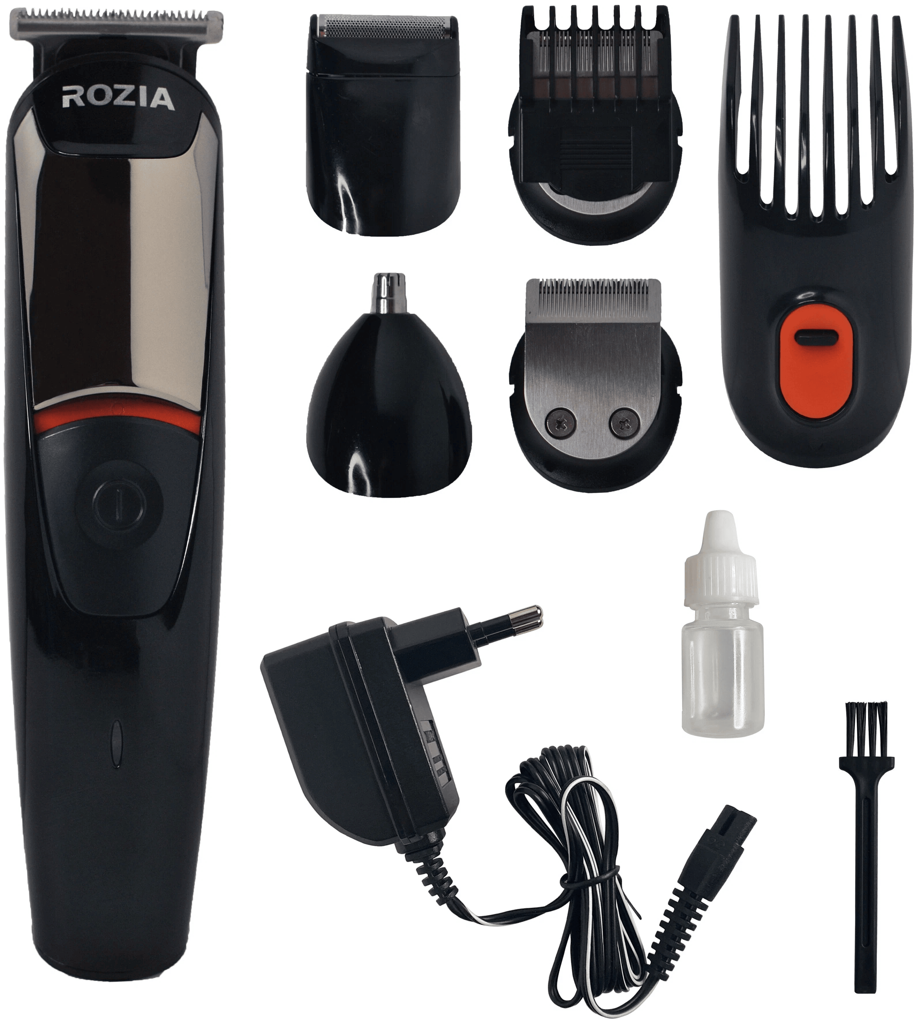 Тример Rozia Grooming професійний 6в1 з насадками IPX6 Black