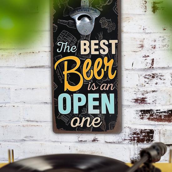 Открывалка для бутылок настенная The best beer is an open one 32х15 см Black (124740)