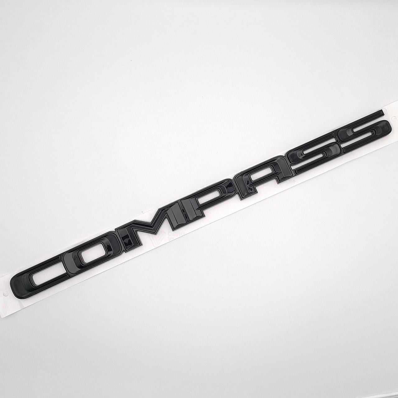 Емблема напис Compass Jeep ABS 35,5х2,2 см Чорний глянцевий (2881809768)