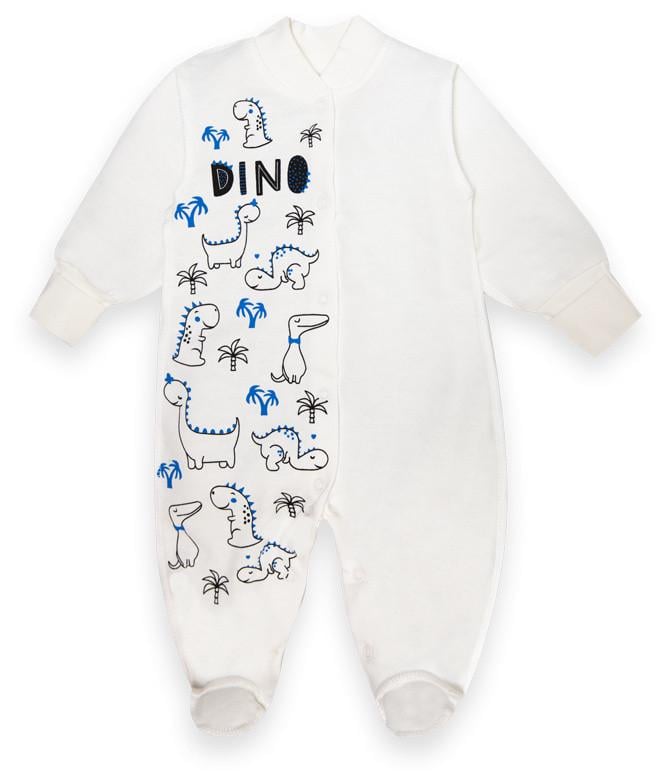 Комбинезон детский хлопковый для мальчика Gabbi КВ-22-2-20 Dino 62 см Молочный (13302)