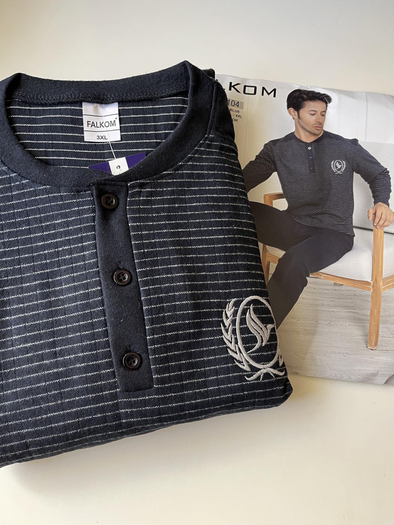 Пижама мужская теплая 3XL Синий (F5201) - фото 4