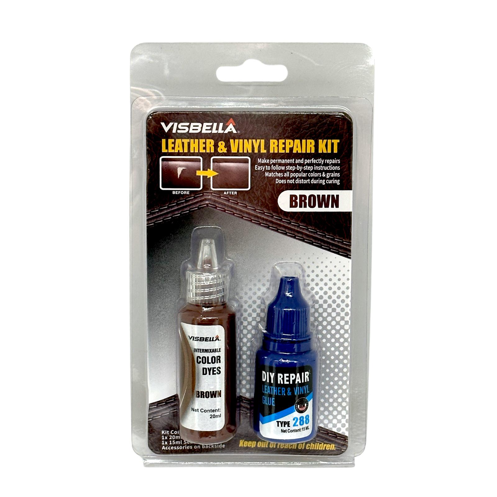 Набір VISBELLA DIY Leather and Vinyl Repair Kit Рідка шкіра/Клей для ремонту шкіри та вінілу Коричневий - фото 1