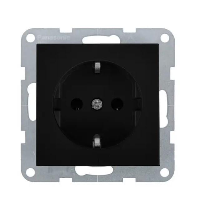 Розетка одинарная Panasonic Karre Plus 55 с заземлением без рамки Черный (22828-е)