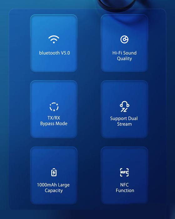 Bluetooth ресивер/трансмітер BlitzWolf BR-7 3в1 RX/TX/BM Bypass Mode NFC ANC aptx - фото 11