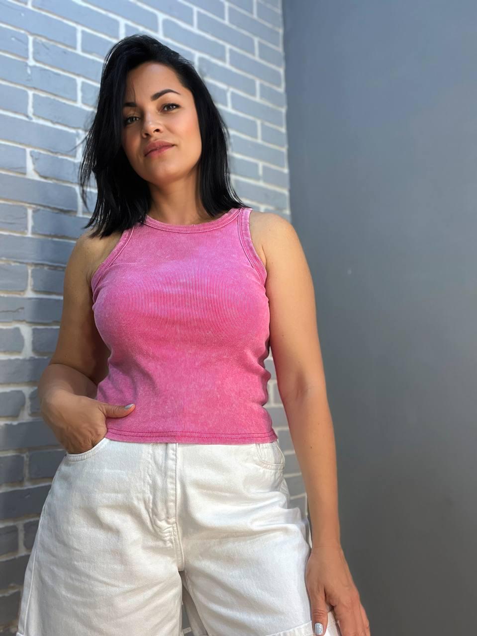 Майка женская YI FANG 501-2733 вареная рубчик порезанные швы OS Розовый (2233) - фото 2 Майка женская YI FANG 501-2733 вареная рубчик порезанные швы OS Розовый (2233) - фото 2