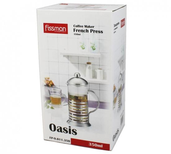 Френч-прес з поршнем Fissman Oasis 12x8x19 см 350 мл із боросилікатного скла (FP-9011.350) - фото 2 Френч-прес з поршнем Fissman Oasis 12x8x19 см 350 мл із боросилікатного скла (FP-9011.350) - фото 2