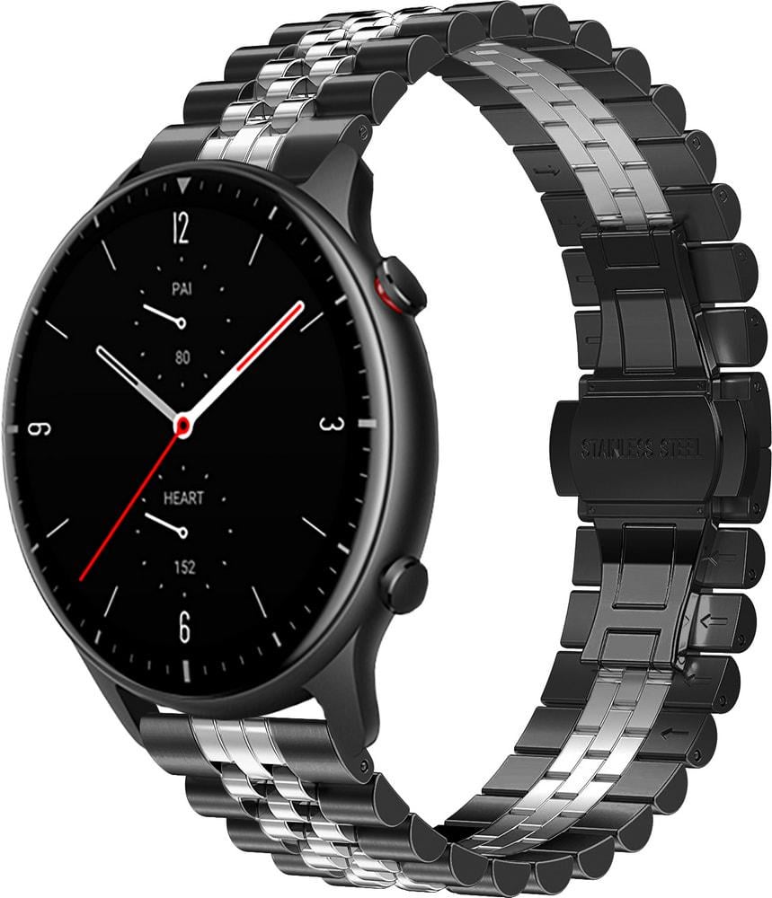 Браслет металлический Stech Line для Amazfit GTR 2e Black Silver (29151-03)