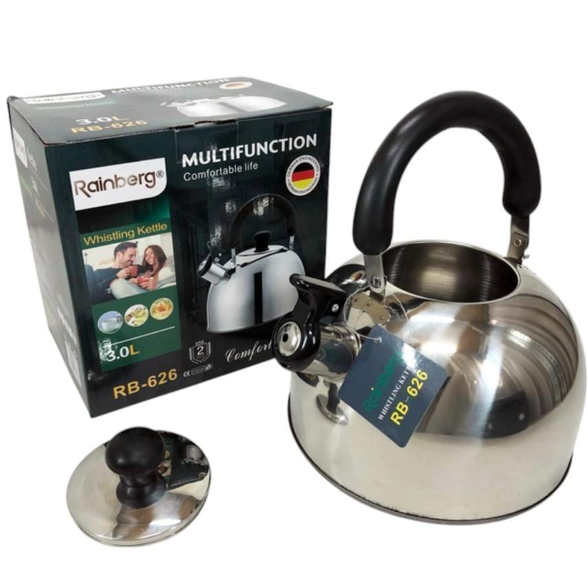 Чайник для электрических и газовых плит Rainberg RB-626 из нержавеющей стали с свистком 3 л (162) - фото 4