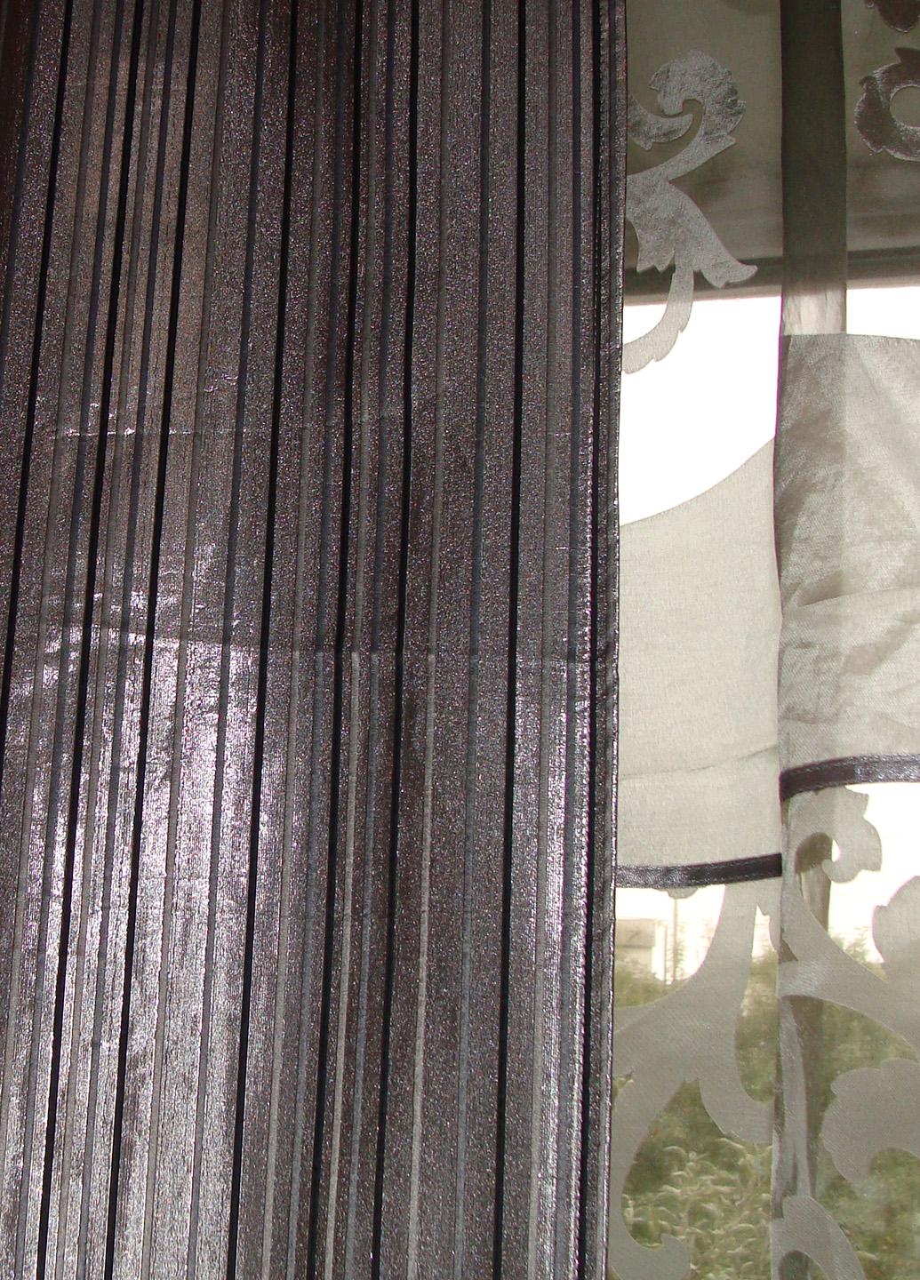 Комплект гардин и шторок к подоконнику Firanka Simple 200 см Черный с серым (70_5к) - фото 4 Комплект гардин и шторок к подоконнику Firanka Simple 200 см Черный с серым (70_5к) - фото 4