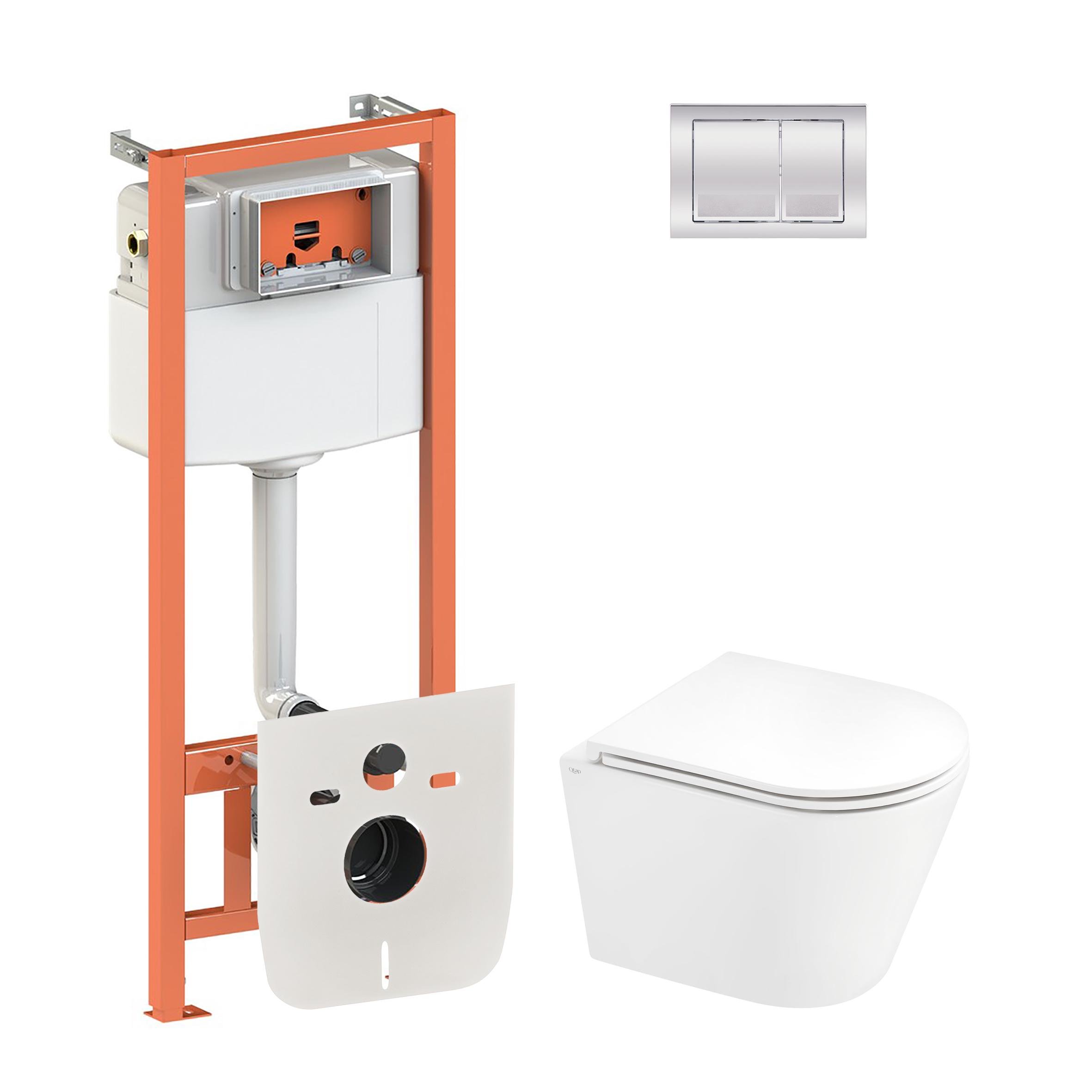 Комплект инсталляции Q-tap Nest QT1433053ERW0133M425M06028CRM с унитазом кнопка Хром (124754) Комплект инсталляции Q-tap Nest QT1433053ERW0133M425M06028CRM с унитазом кнопка Хром (124754)