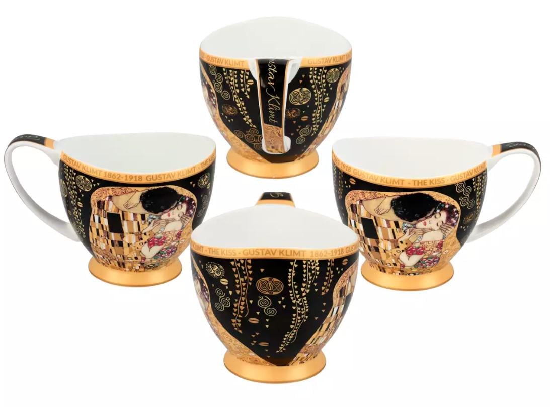 Чашка фарфоровая с блюдцем Carmani Г. Климт Поцелуй черный фон 350 мл (532-3051) - фото 3 Чашка фарфоровая с блюдцем Carmani Г. Климт Поцелуй черный фон 350 мл (532-3051) - фото 3