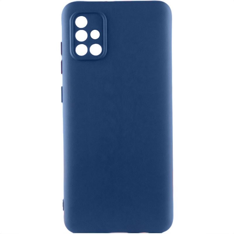 Противоударный чехол TPU GETMAN Liquid Silk Full Camera для Samsung Galaxy A51 Синий / Navy Blue