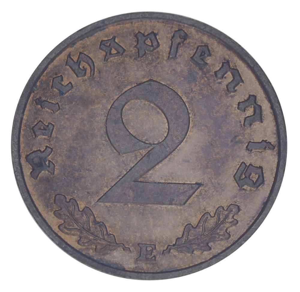 Коллекционная монета Германия 2 пфеніга 1940 F-VF E С оборота (М21750)