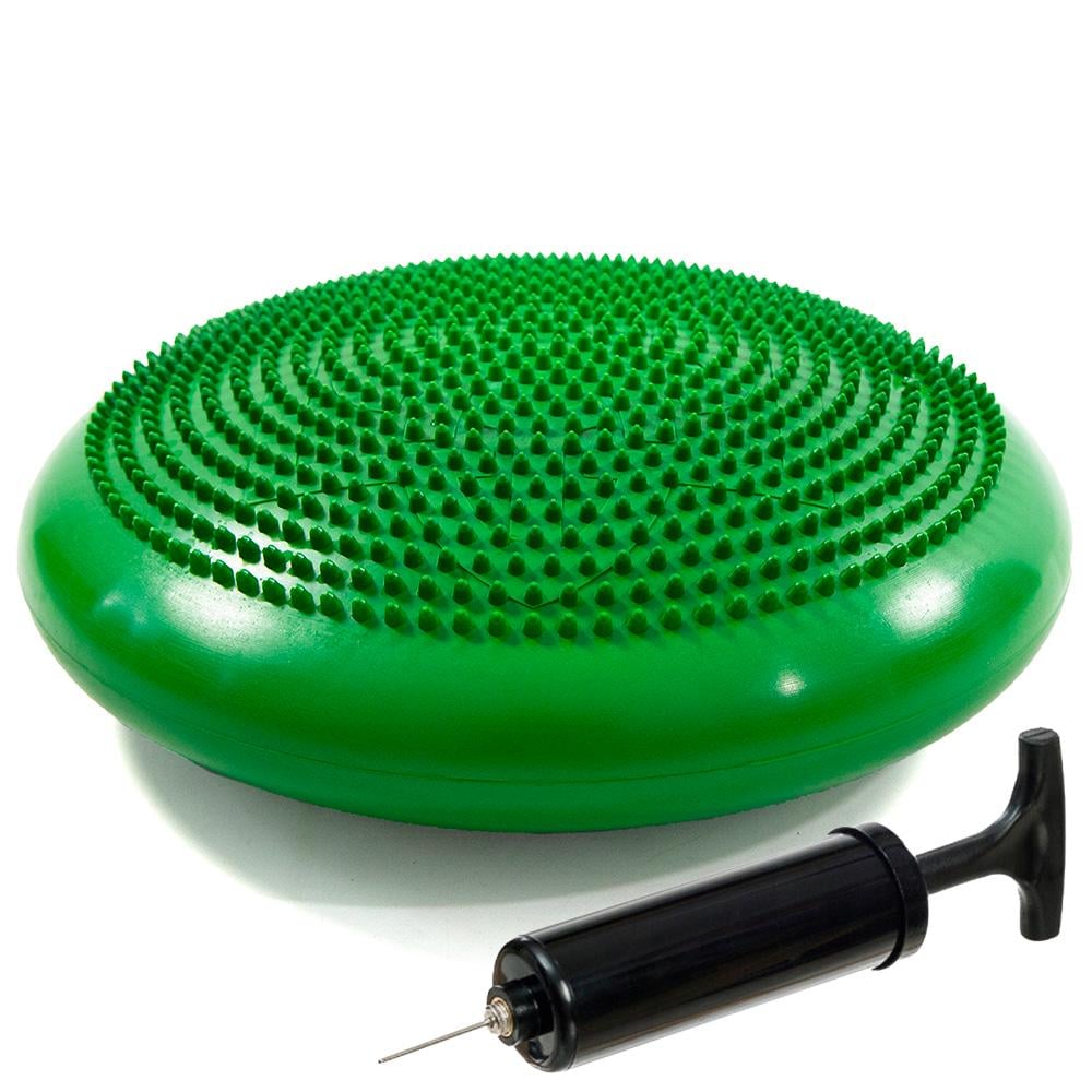 Подушка массажная балансировочная OSPORT для йоги и фитнеса/насос Салатовый (OF-0300)