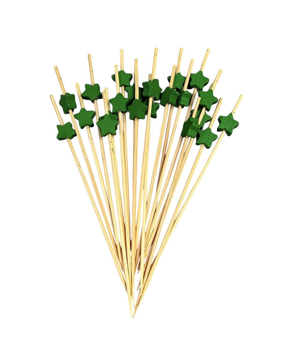 Шпажка со звездами Бамбуковая 120 мм 100 шт. Зеленый (53251)