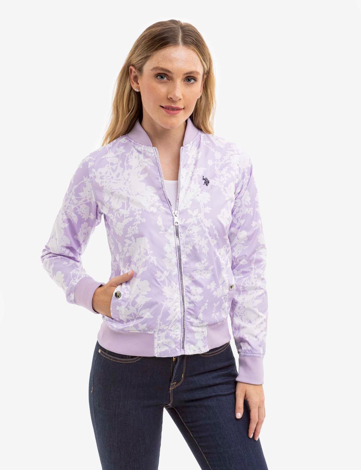 Куртка-бомбер женская US Polo Assn. Premium Quality Printed Jacket L Лавандовый (39124427)