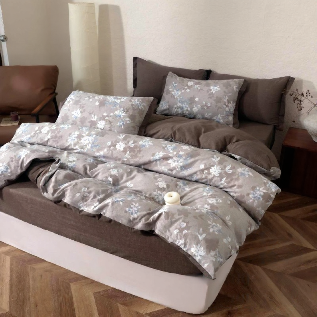 Постільна білизна варена бавовна євро 50х70 см Коричневий із рожевим