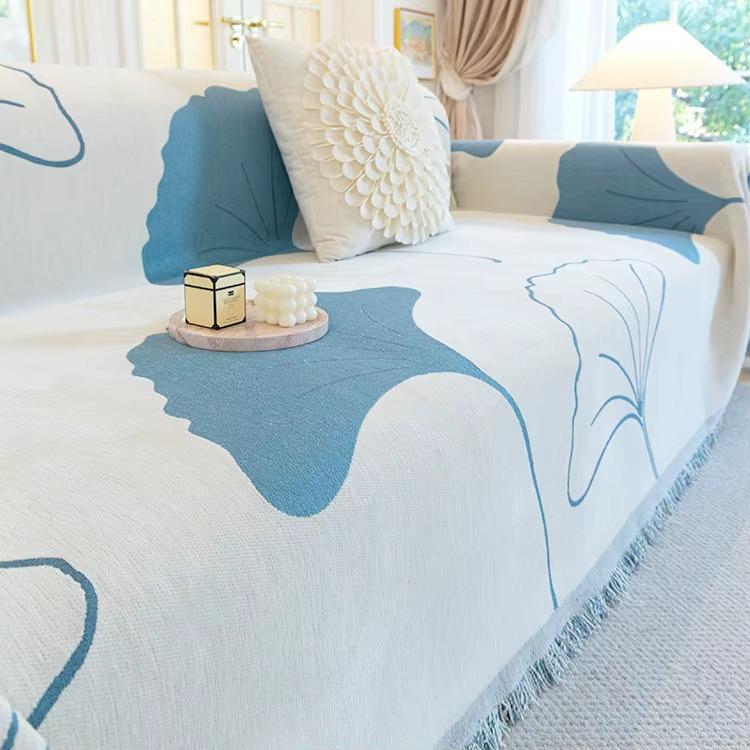 Плед покрывало на диван и кровать для мягкой мебели 180х230 см Синий с белым
