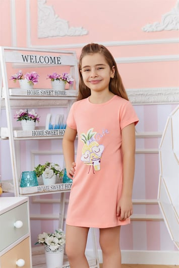 Ночная рубашка для девочки BAYKAR р. 4 104-110 см 4-5 летПерсиковый (9280-575)