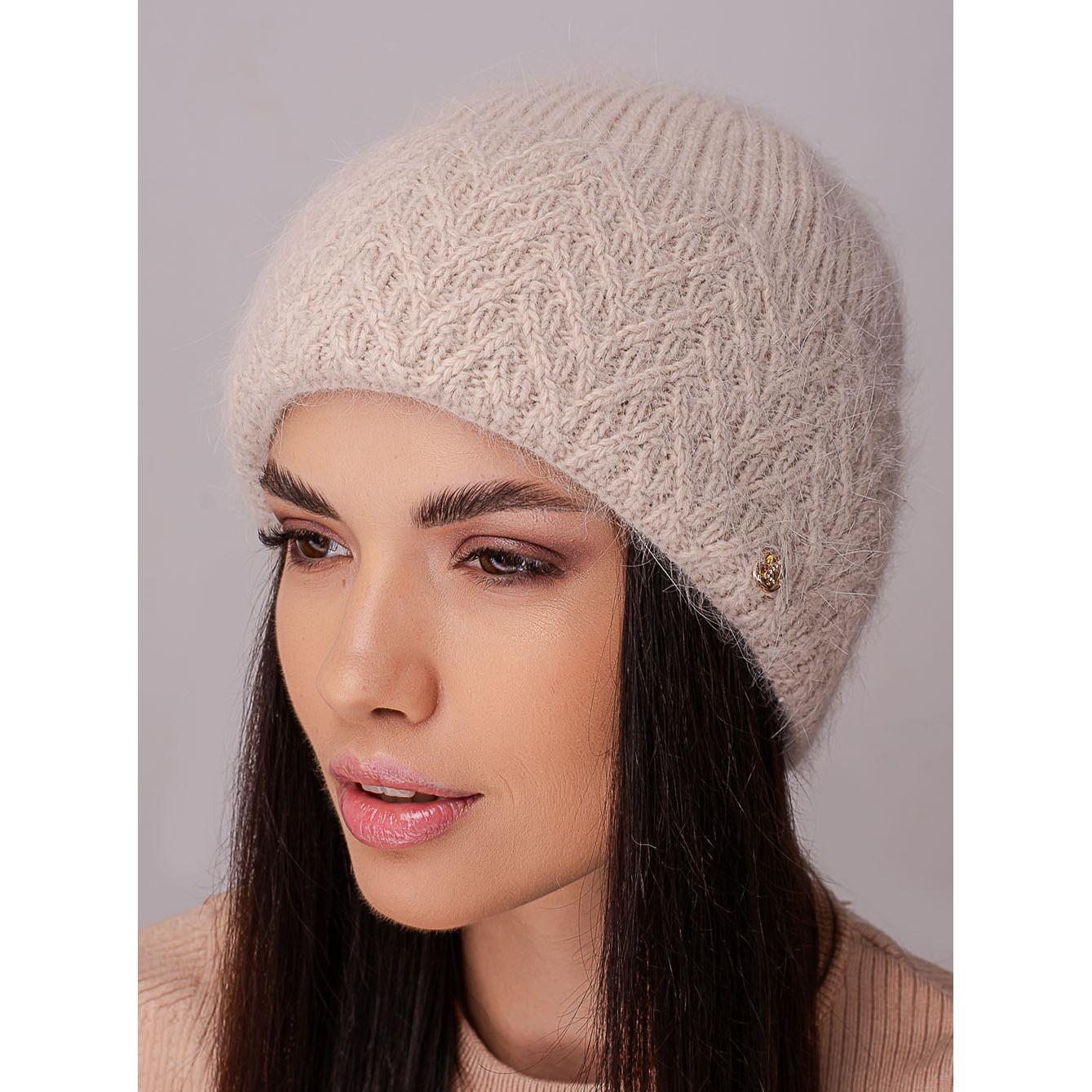 Шапка ангорова жіноча з флісовою підкладкою і візерунком на відвороті Leks Марі Світло-бежевий - фото 1 Шапка ангорова жіноча з флісовою підкладкою і візерунком на відвороті Leks Марі Світло-бежевий - фото 1