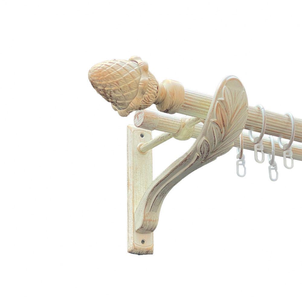 Карниз Orvit Цинара металевий дворядний ретро рифлена труба кільце металеве 25/19 мм 300 см Біле Золото (00-00010662)