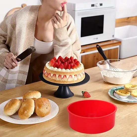 Форма силіконова кругла для випічки 16,3 см Червоний (SAM-7721) - фото 7