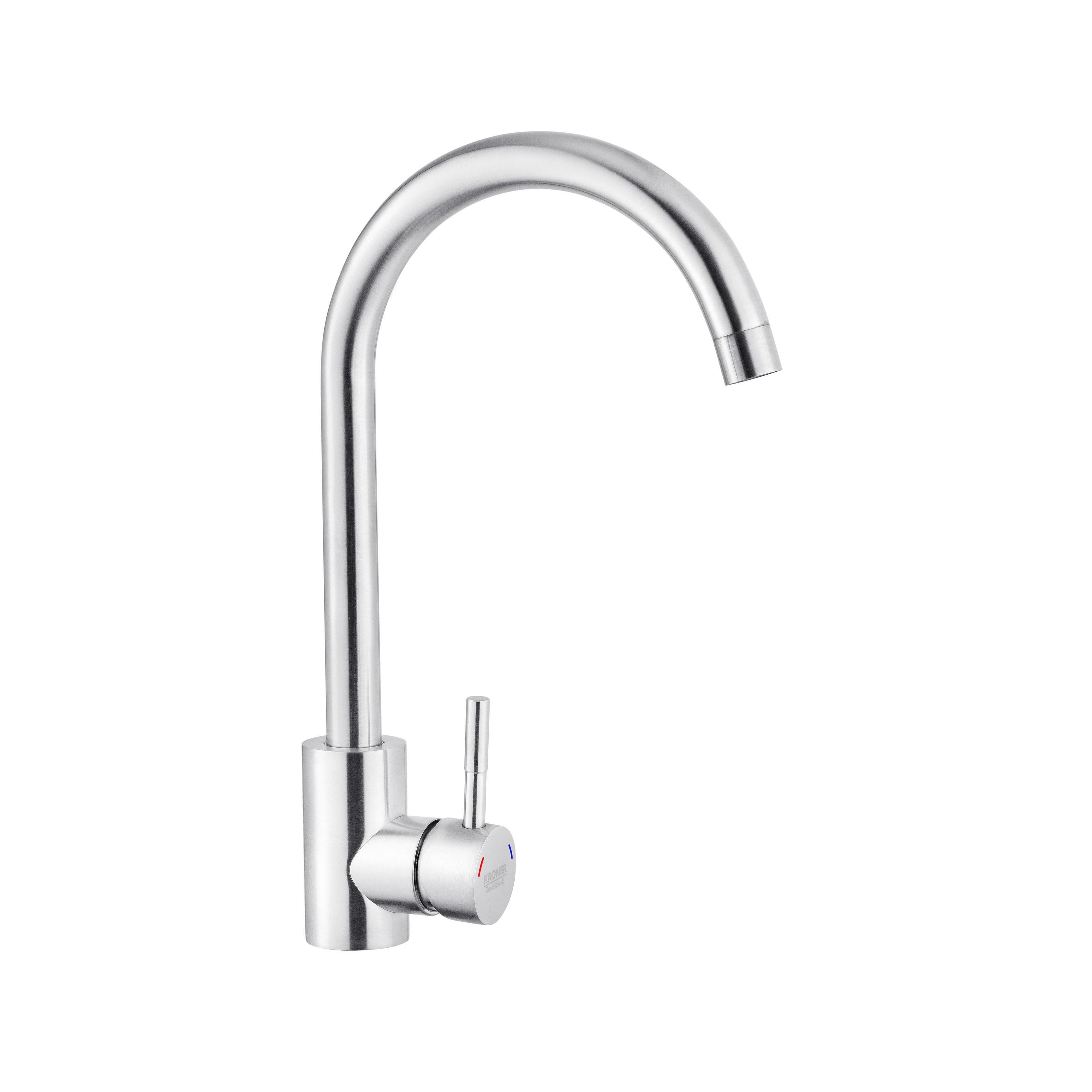 Смеситель для кухни KRONER Edelstahl Klassisch-ESG035 CV023000 однорычажный Никель (135994)