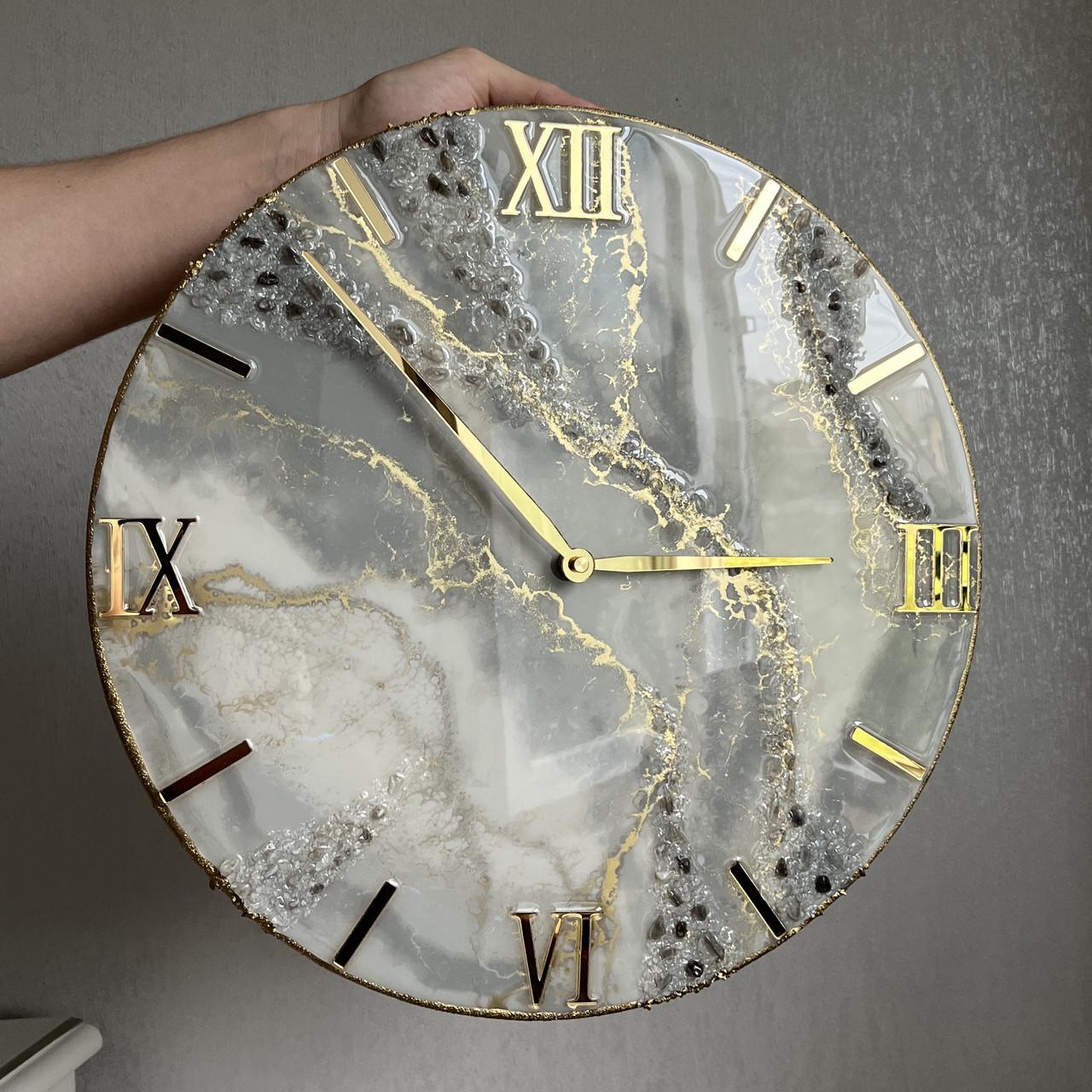 Часы настенные круглые из эпоксидной смолы EPOXY M101 50x50 см