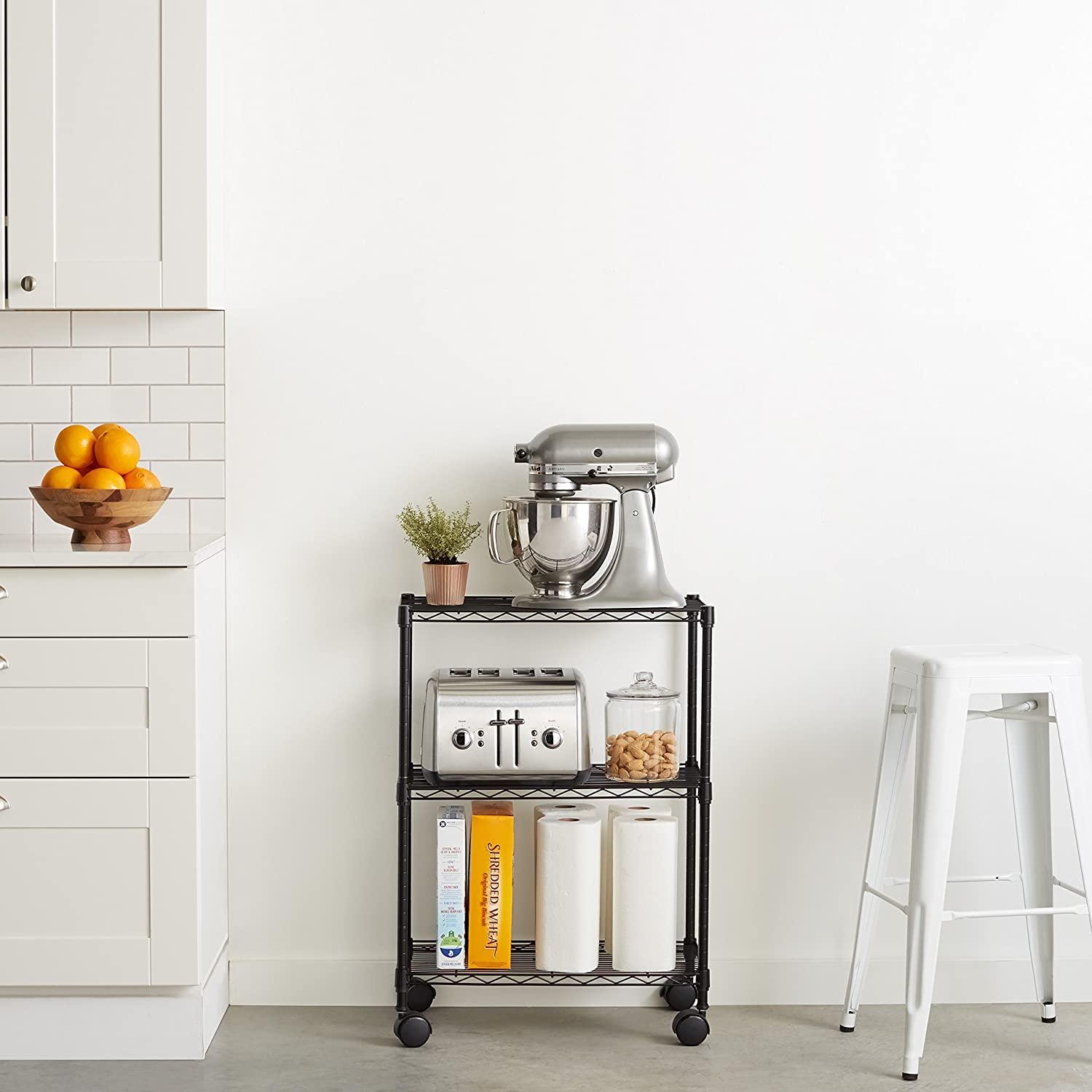 Стеллаж тележка металлическая на колесиках 3 полки 60х35х80 см - фото 8