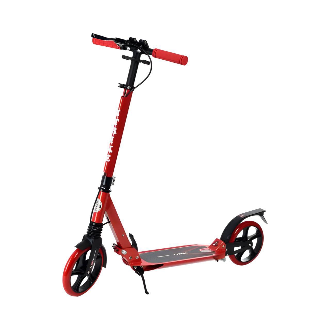 Самокат SR 2-018-10-R складной с амортизаторами/замком/ручным тормозом/светоотражателями Красный (25626857)