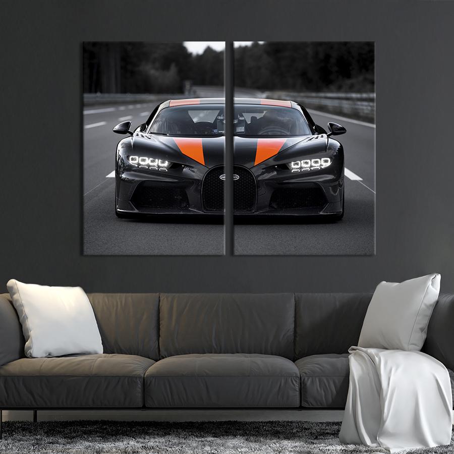 Картина на холсте Сверхбыстрый автомобиль Бугатти Широн 111x81 см (1303-2)