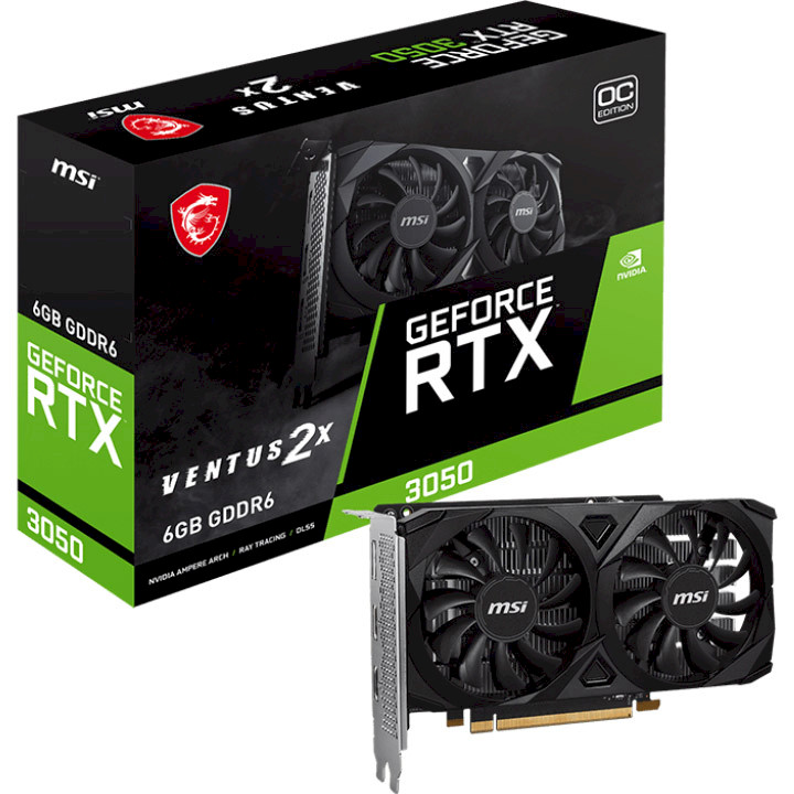 Видеокарта NVIDIA MSI GeForce RTx3050 VENTUS 2xE 6G OC GDDR6 UHD 4K/8K DisplayPortx1 HDMIx2 - фото 4