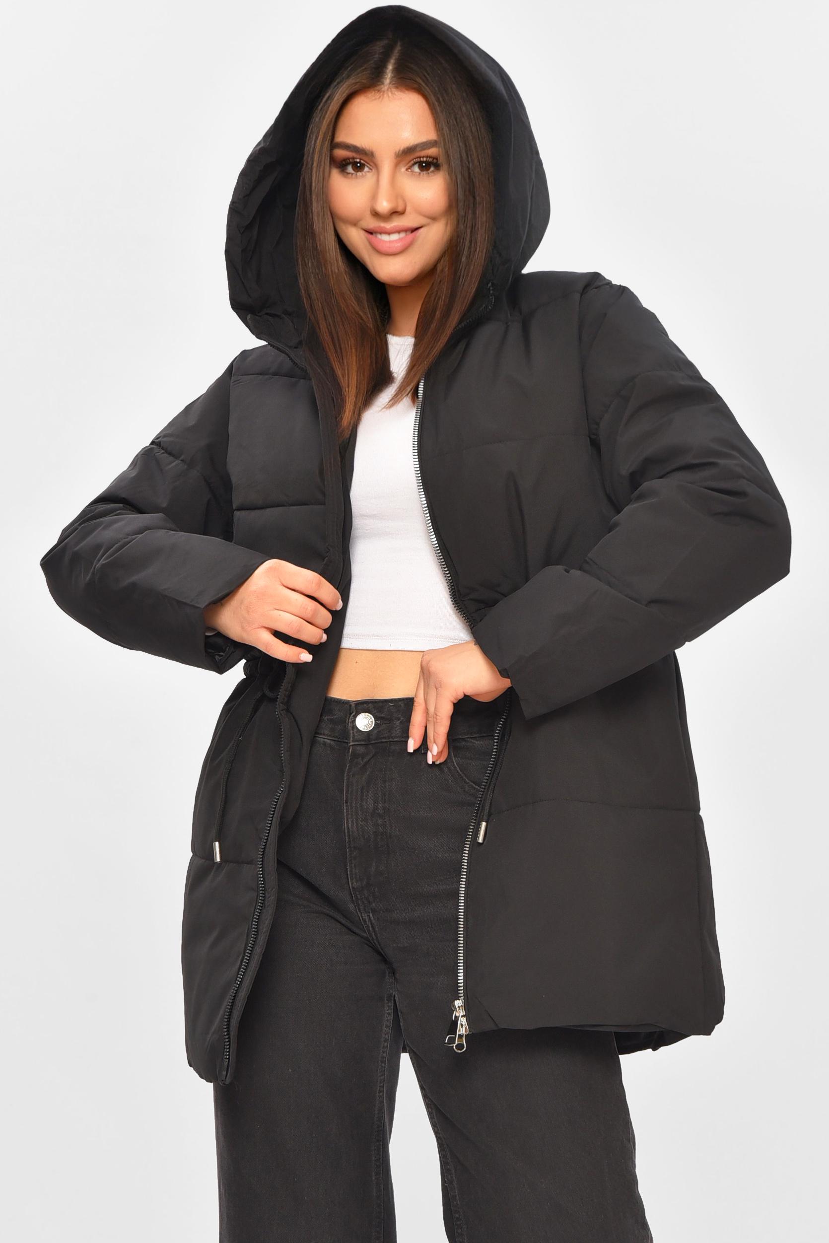 Куртка жіноча демісезонна однотонна р. 48/XL Чорний (206128)