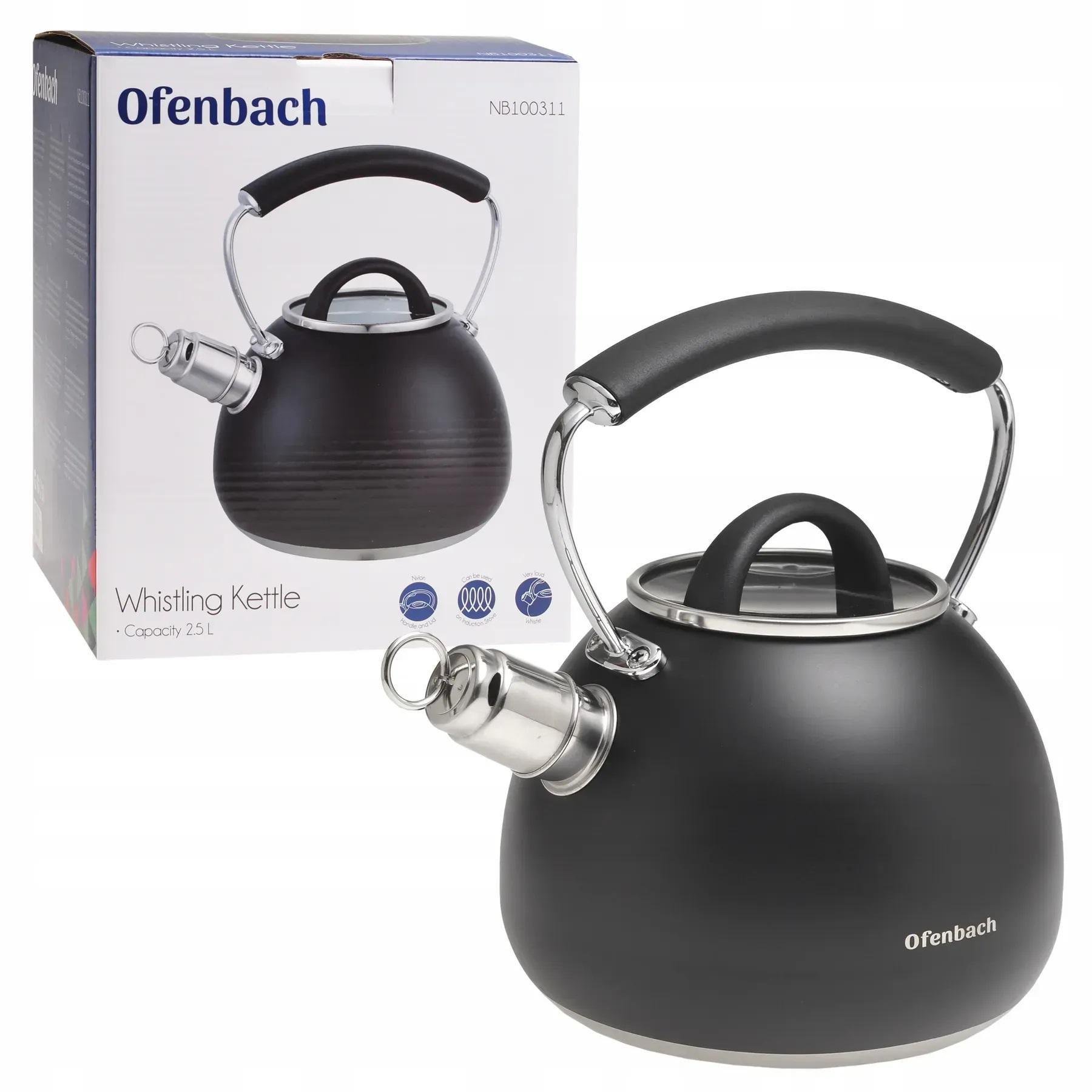 Чайник із свистком та ручкою з покриттям soft touch Ofenbach KM-100311 із нержавіючої сталі 2,5 л Чорний (150-84-100311) - фото 7 Чайник із свистком та ручкою з покриттям soft touch Ofenbach KM-100311 із нержавіючої сталі 2,5 л Чорний (150-84-100311) - фото 7