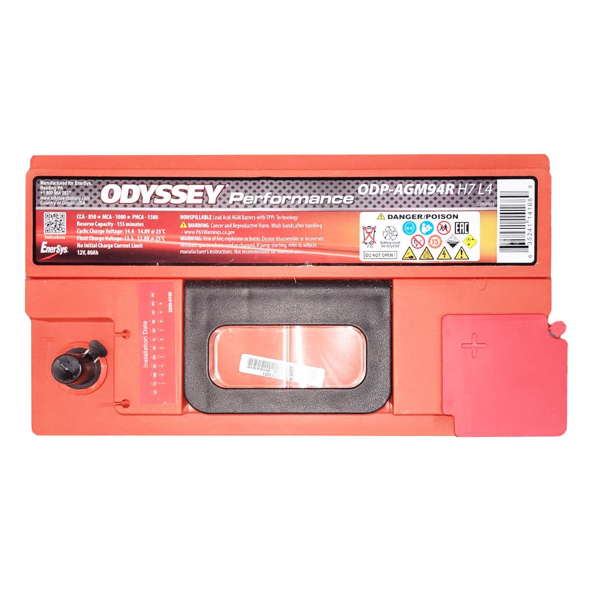 Акумулятор автомобільний ODYSSEY Performance AGM ODP-AGM94R 6СТ-80 Ah 850А CCA (160903) - фото 2