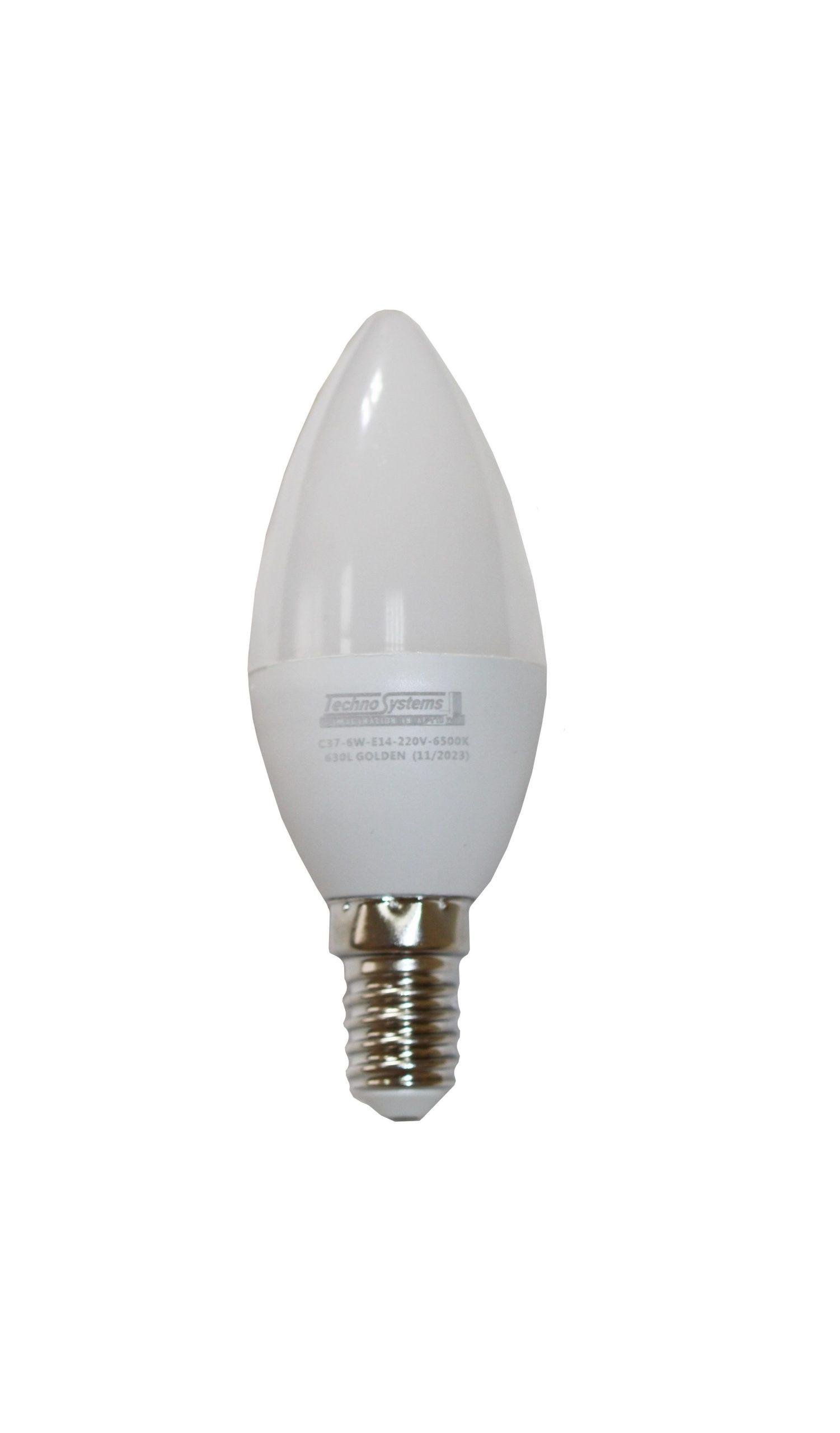 Світлодіодна лампа TechnoSystems LED Bulb-C37-6W-E14-220V-6500K-630L Golden (TNSy5000253)
