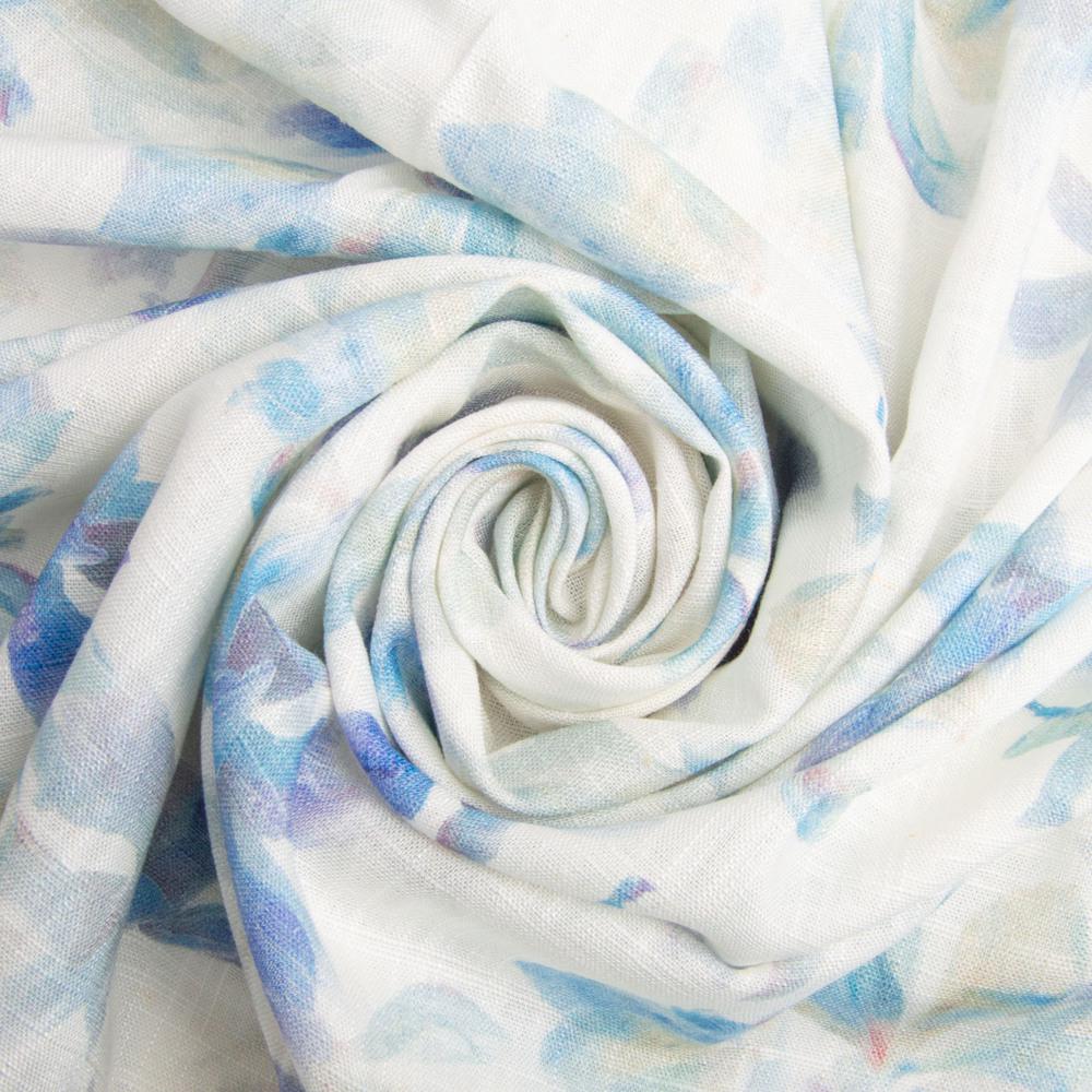 Ткань костюмно-платьяная лен с вискозой Лила 180 г/м2 140 см Голубой (26437)