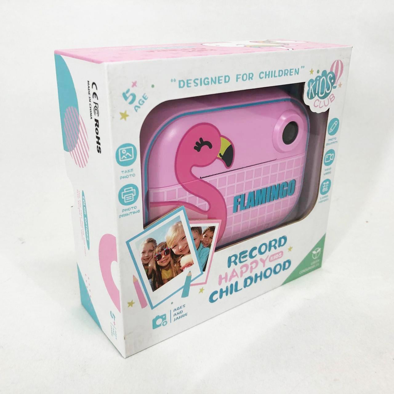 Фотоапарат миттєвого друку дитячий YT008 FLAMINGO з підтримкою microSD Pink (13348635)