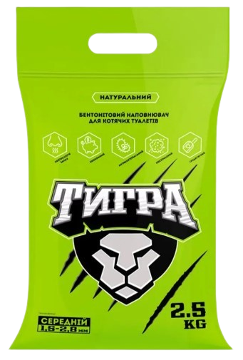 Наповнювач бентонітовий Тигра середня фракція 1,5-2,8 мм 2,5 кг (00-00027570) Наповнювач бентонітовий Тигра середня фракція 1,5-2,8 мм 2,5 кг (00-00027570)