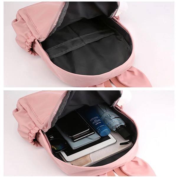 Рюкзак со Стичом для девочки с ушками и брелоком Розовый - фото 4