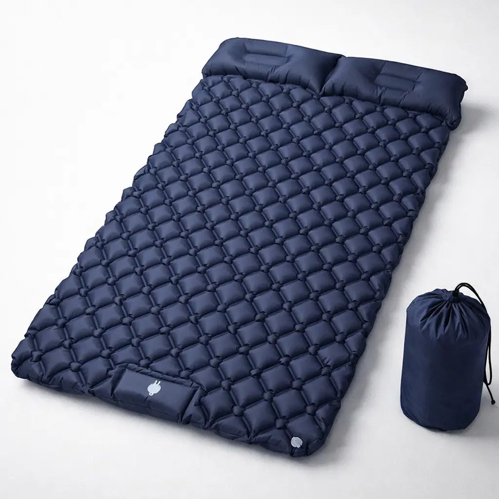 Надувной каремат со встроенным насосом 190х120х5 см Синий (NMN-206)